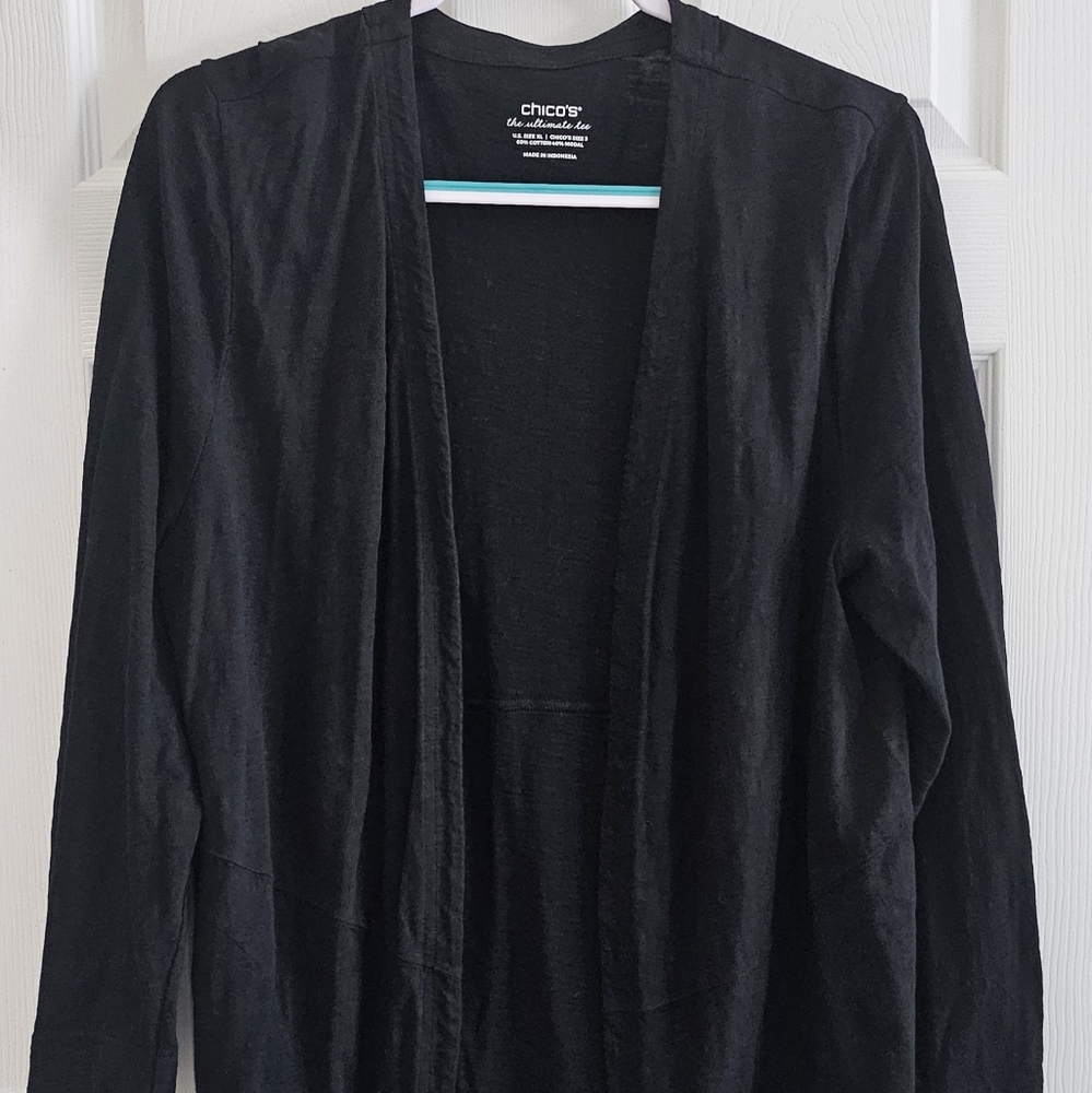 Chico's Womens XL Black Cardigan Long Sleeves Causal Comfort